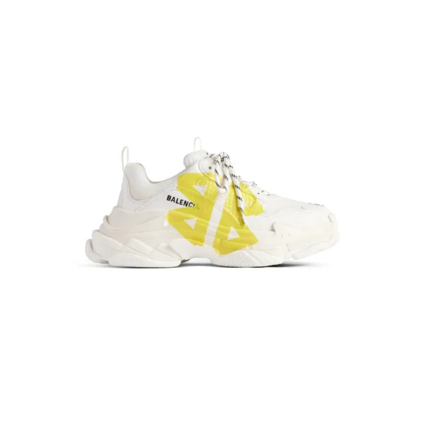 Men’s Triple S Tape Type Sneaker in White/yellow